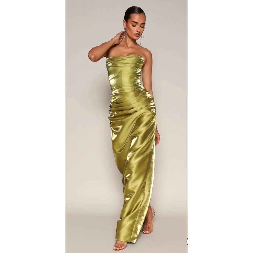 Nwt Moda Glam Talia Strapless Corset Gown- Green